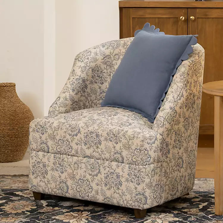 New! Blue Floral Charolette Accent Chair