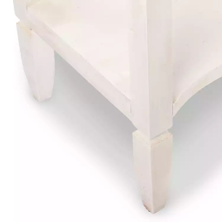 New! Elizabeth White Ribbed Drawer Console Table