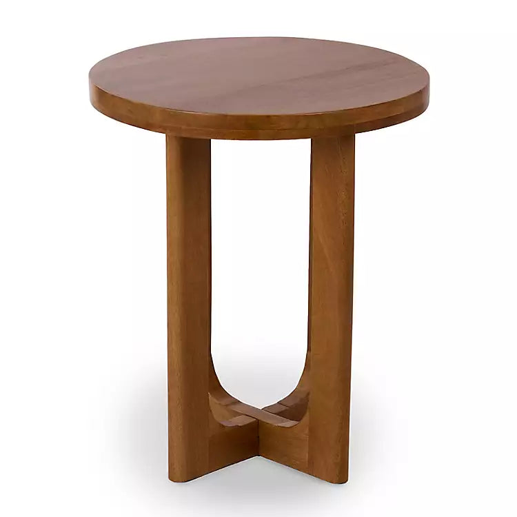 Round Porto Natural Wood Side Table