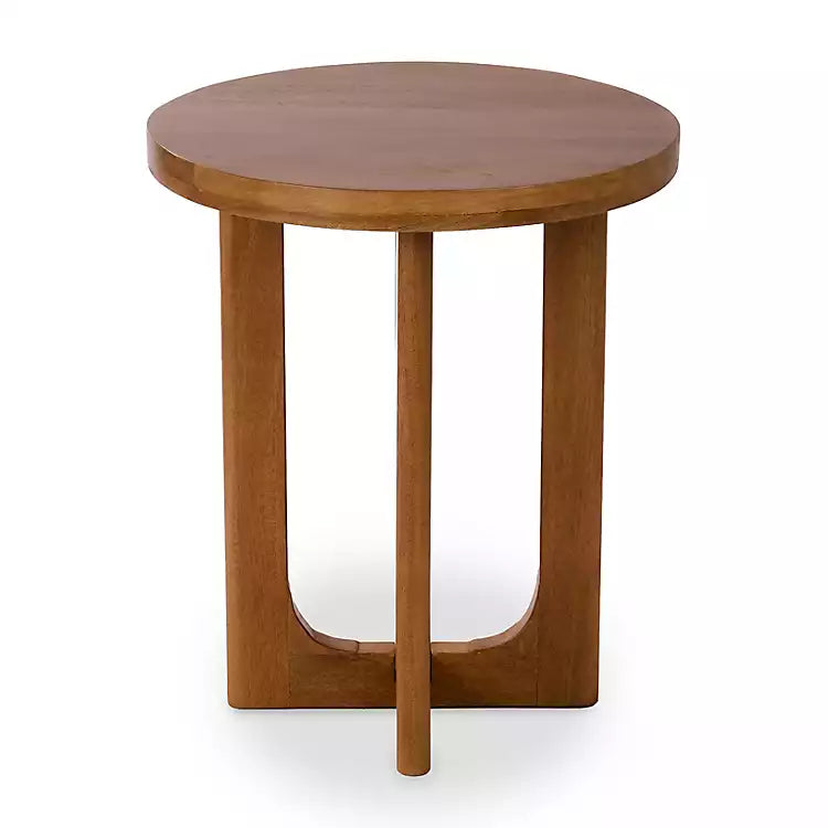 Round Porto Natural Wood Side Table