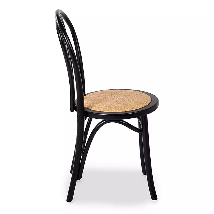 New! Black Wood and Rattan Bistro Chair