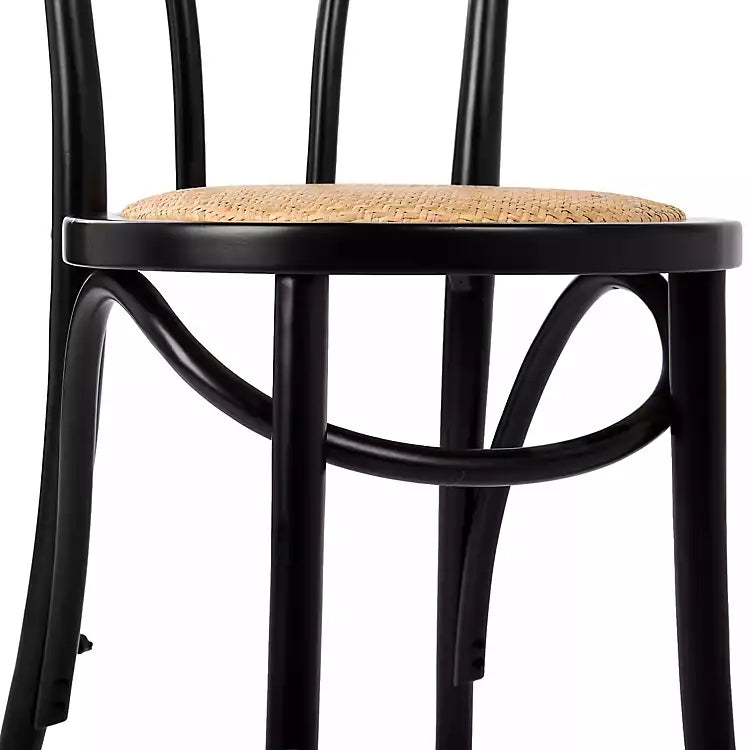 New! Black Wood and Rattan Bistro Chair