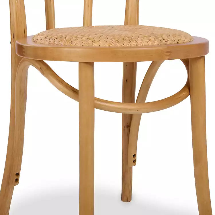 New! Natural Wood and Rattan Bistro Chair