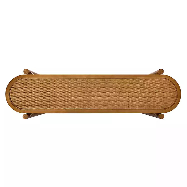 New! Wood and Rattan 3-Tier Simone Console Table